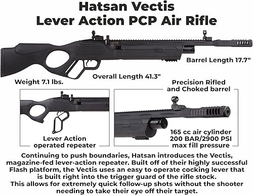 Miniatura 5 de Hatsan Vectis - Rifle de aire con paquete de pellets y 100 objetivos de papel (negro Syn Stock) (.177 Cal + munición) Q