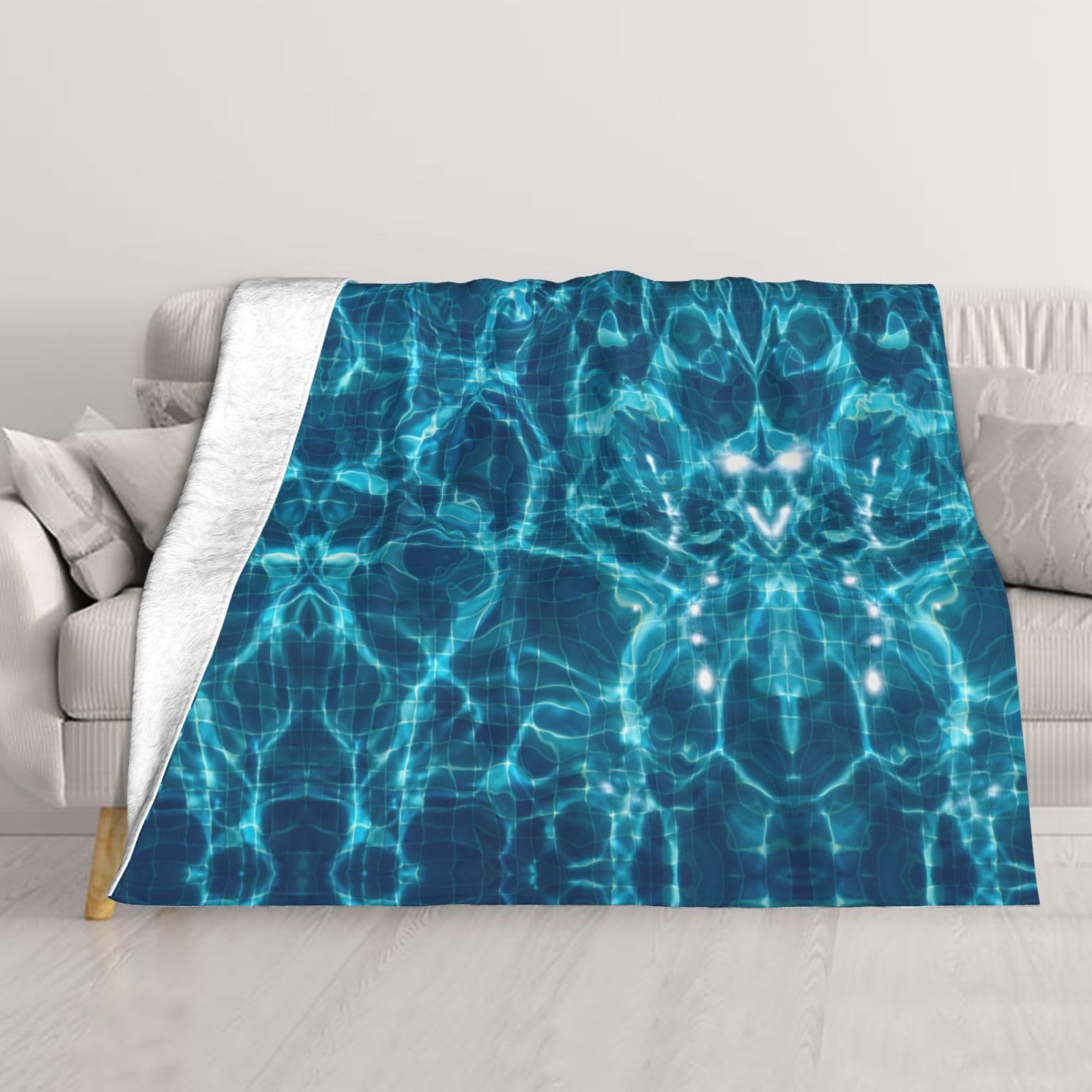 Couverture bleue imprimée super douce pour lit et canapé