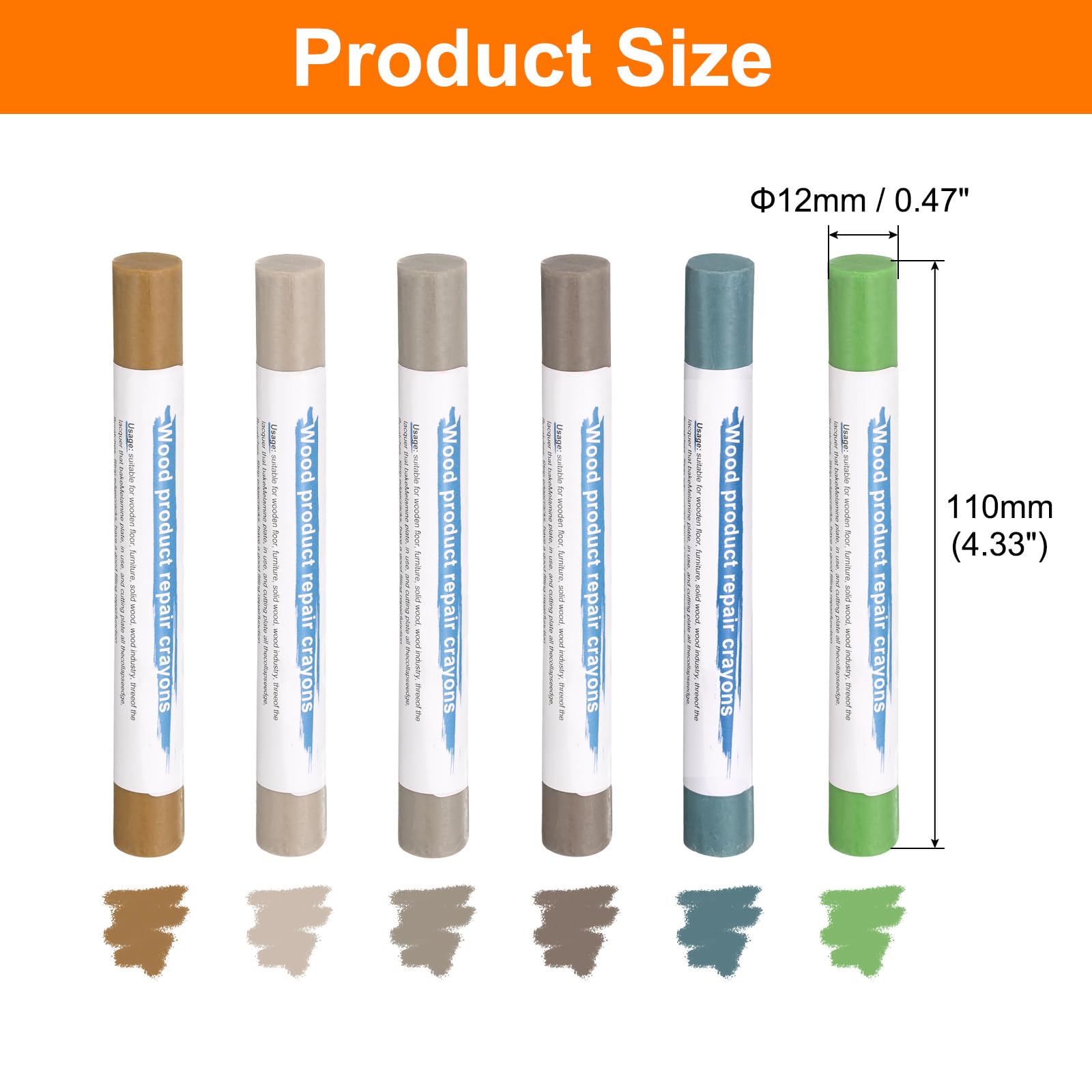 QUARKZMAN Sticks Riempitivi per Legno 6 Colori Crayon di Cera per Legno per Riparazione Mobili per Marrone Medio, Grigio Blu, Verde Erba, Giallo Medio, Marrone Medio, Marrone Scuro