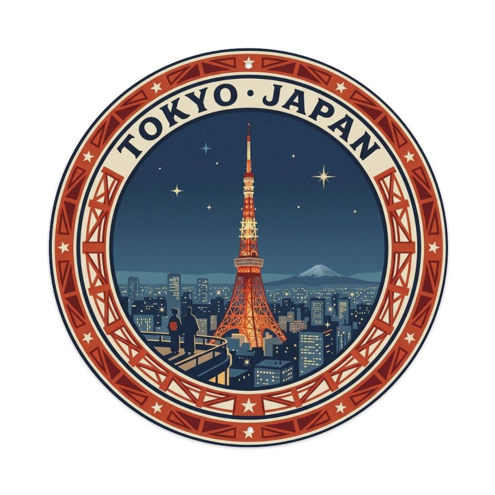 Tokyo Tower Cityscape Cultural Travel Historic City Metal Tin Sign