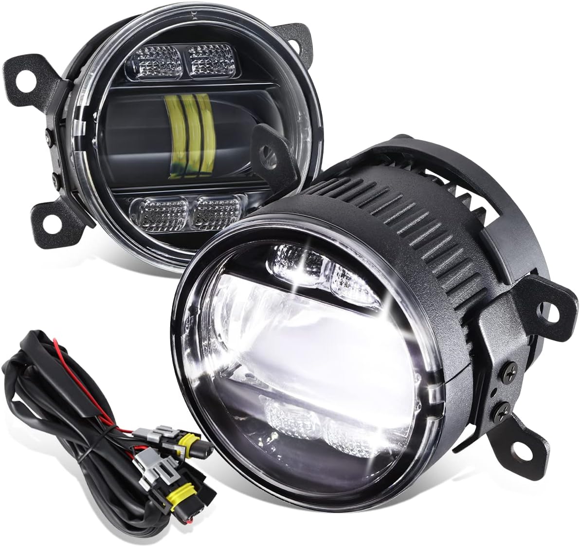 DNA MOTORING FL-ZTL-366-CH Pair of Full LED Fog Lights with Wiring Harness Compatible with 13-18 C-Max / 11-15 Explorer / 08-14 Focus / 05-22 Ranger, Clear Lens