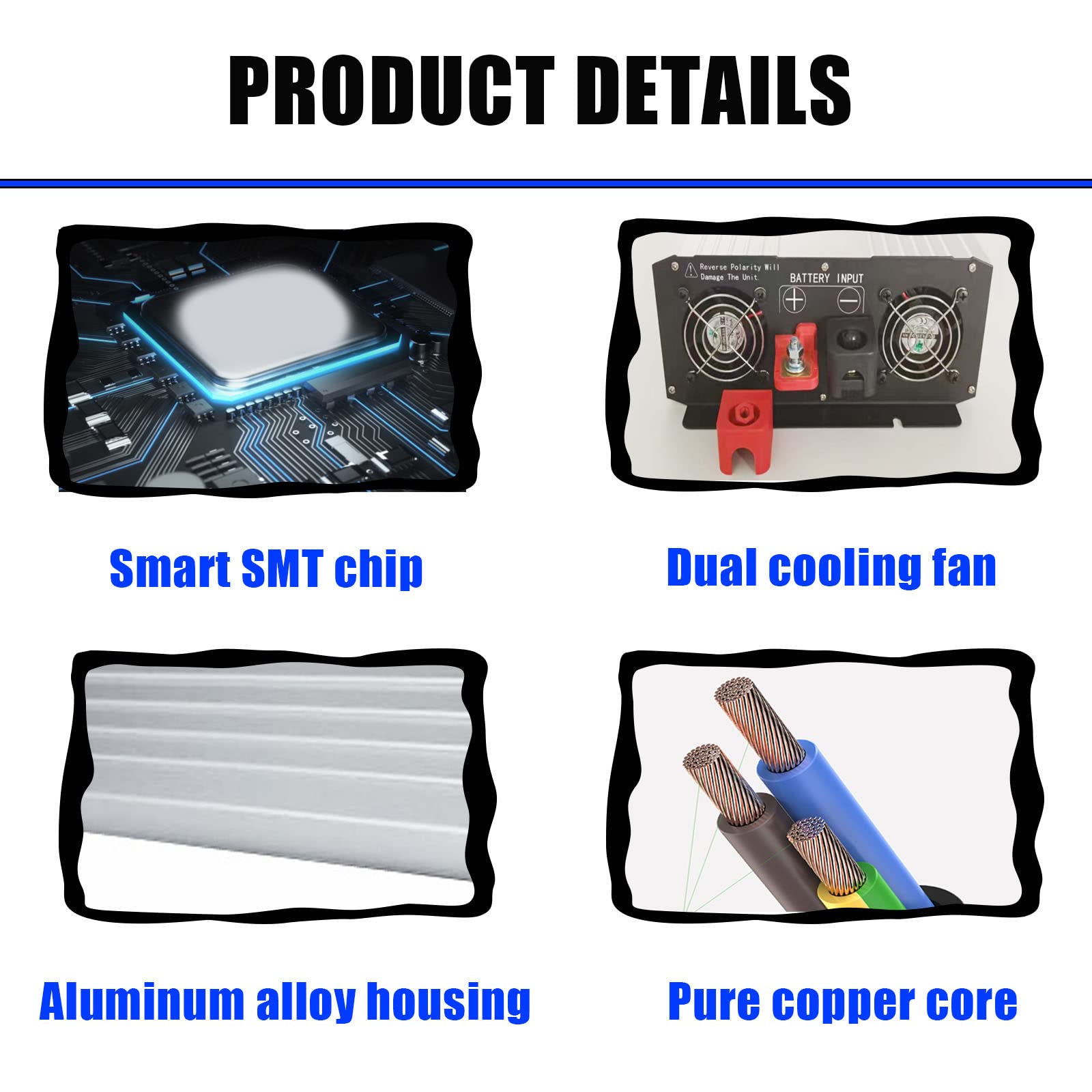 Falownik 6000W,8000W,10000W,12000W przetwornice samochodowe 12V/24V/48V/60V/72V DC na 110V/120VAC konwerter z podwójnym gniazdkiem AC,do awaryjnego układu słonecznego samochodu RV,8000W-12VTO110V