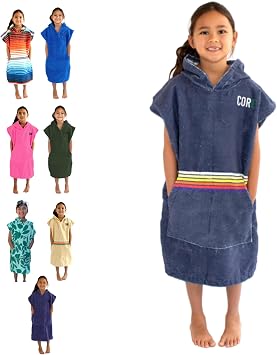 COR Surf Kids Hooded Poncho Towel, Changing Robe, Ages 3-10, Knightrider | Quick-Dry Microfiber, Fade-Resistant, Roomy Hood, Front Pocket for Goggles & Snacks, Beach, Pool, Swim Team, Camping, Pull-On