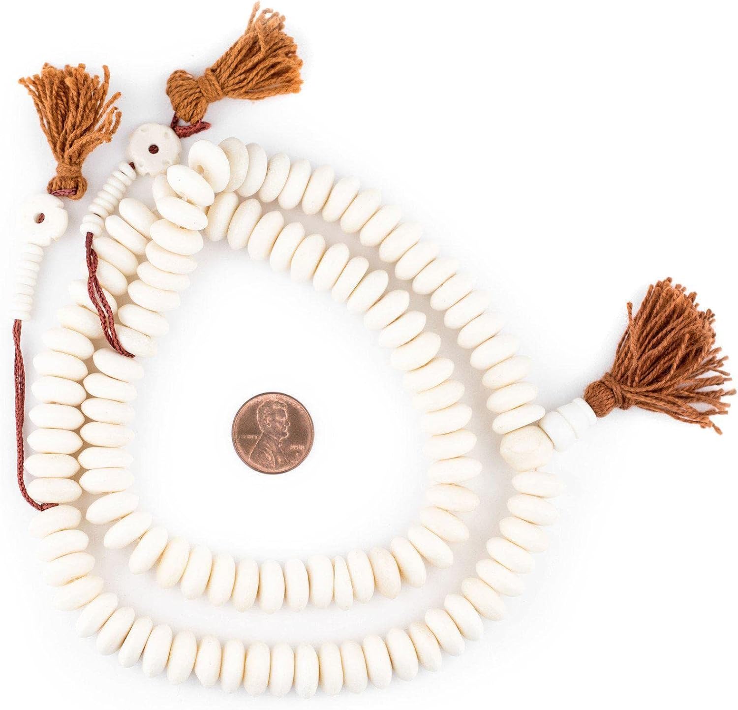 The Bead Chest White Bone Mala Disk Beads (12mm)