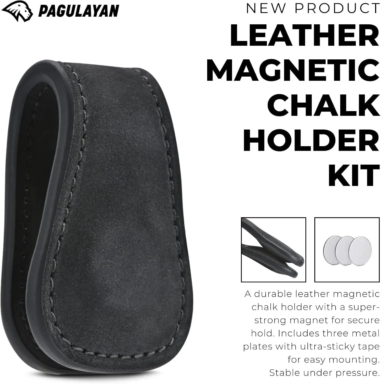 Leather Magnetic Chalk Holder Kit for Pool & Billiards – Includes 3 Metal Plates