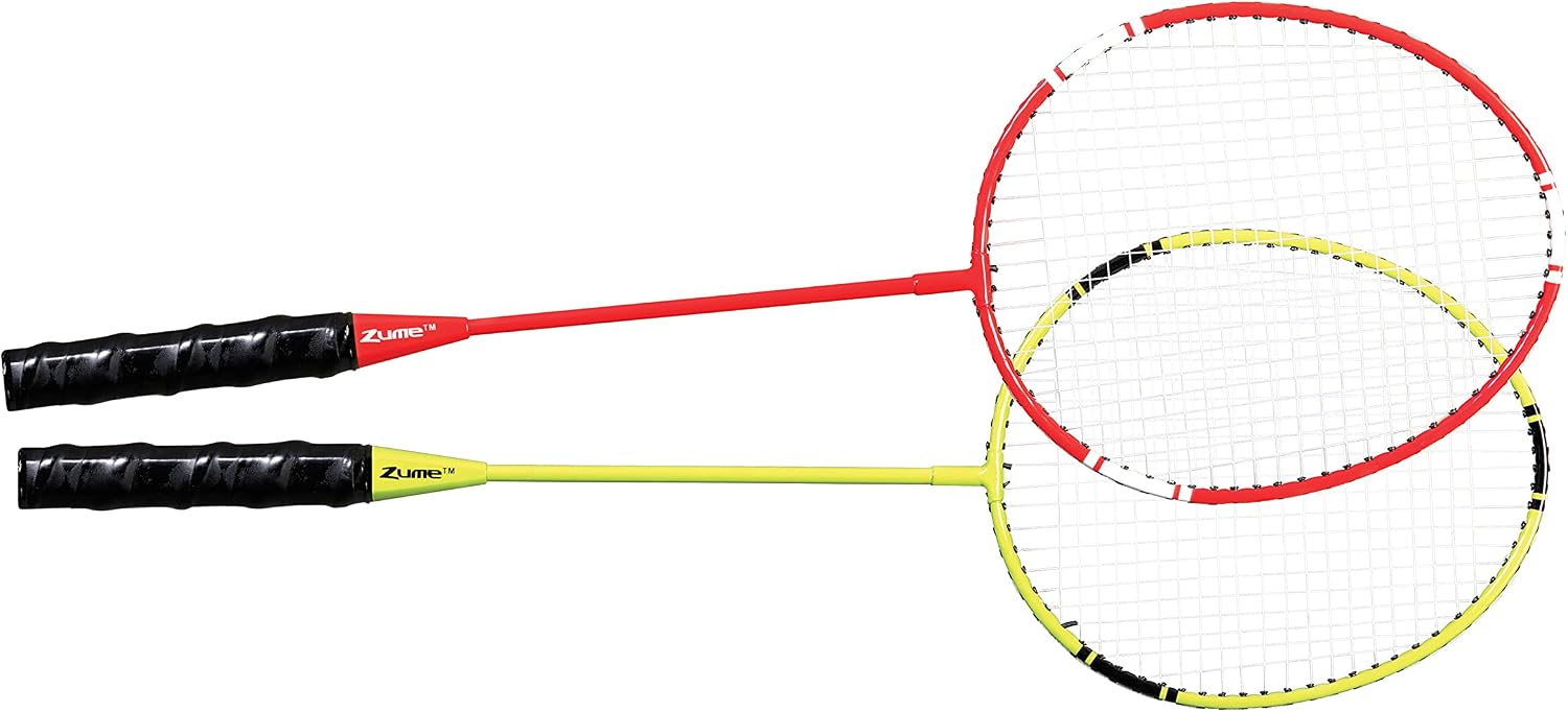 Zume Games Portable Badminton Set with Freestanding Base - Sets Up on Any Surface in Seconds - No Tools or Stakes Required