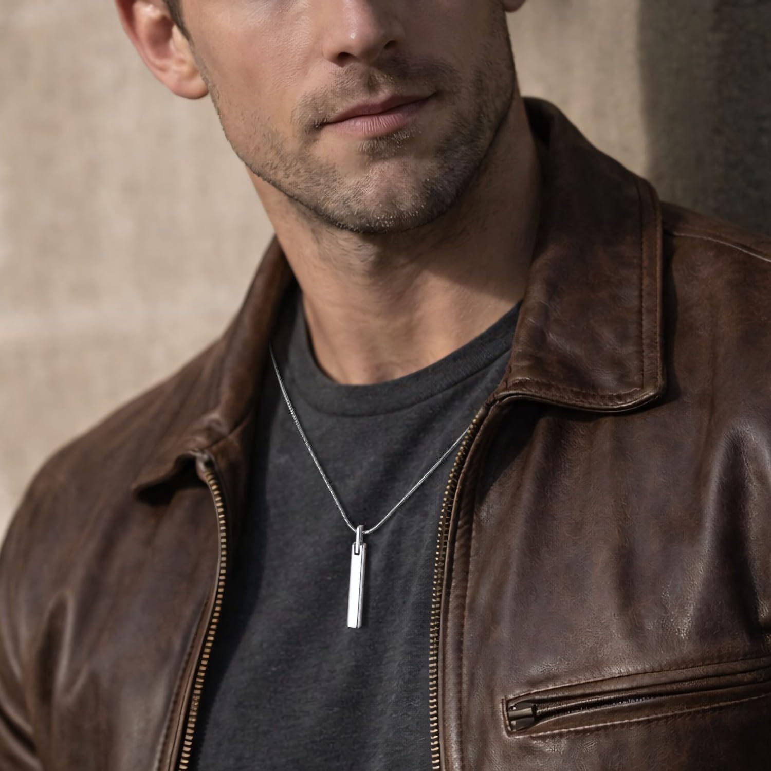 COAI Tungsten Steel Bar Necklace for Men Women, 18K Gold Plated/Silver Color Pendant Necklace for Men 20"-26" - Image 2