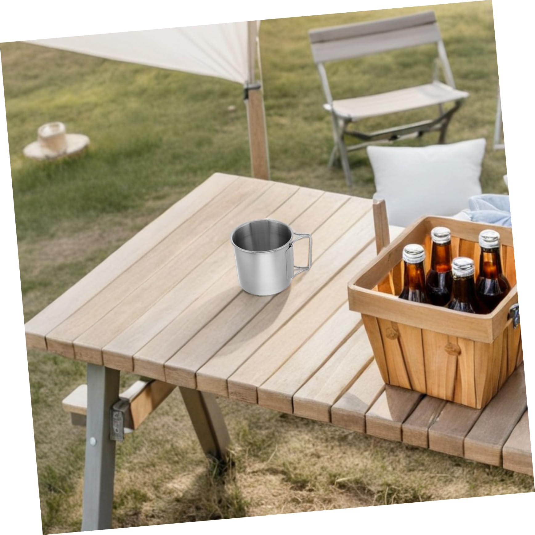 GALPADA 4pièces Tasse De Camping Pliable Acier Inoxydable Pour Randonnée Tasses De Empilables Pour Activités De Plein Air Avec Poignée De Rangement