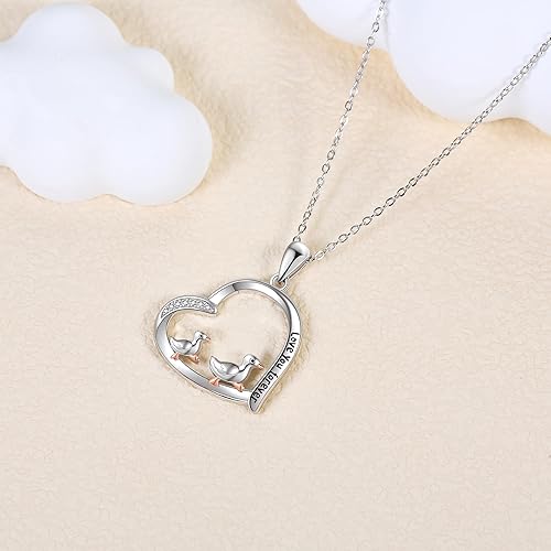 Vista 2 de JERWLI Animal Love Necklace 925 Sterling Silver Cute Animal Family Necklace Jewelry Gifts For Women Lover Mother