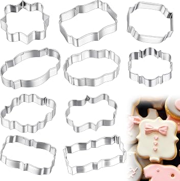 10Pcs Frame Cookie Cutters, Stainless Steel Plaque Cookie Cutter with 10 Shapes, DIY Cookie Molds, Metal Cookie Cutters for Cookie Wedding Baking Decoration Birthday Holiday Party