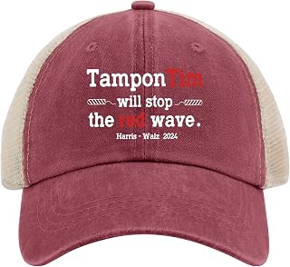 Tampon Waltz Will Stop The Red Wave 2024 Mens Hats Golf Hats for Men's Fashionable Cap Quick Dry Trucker Cap Women