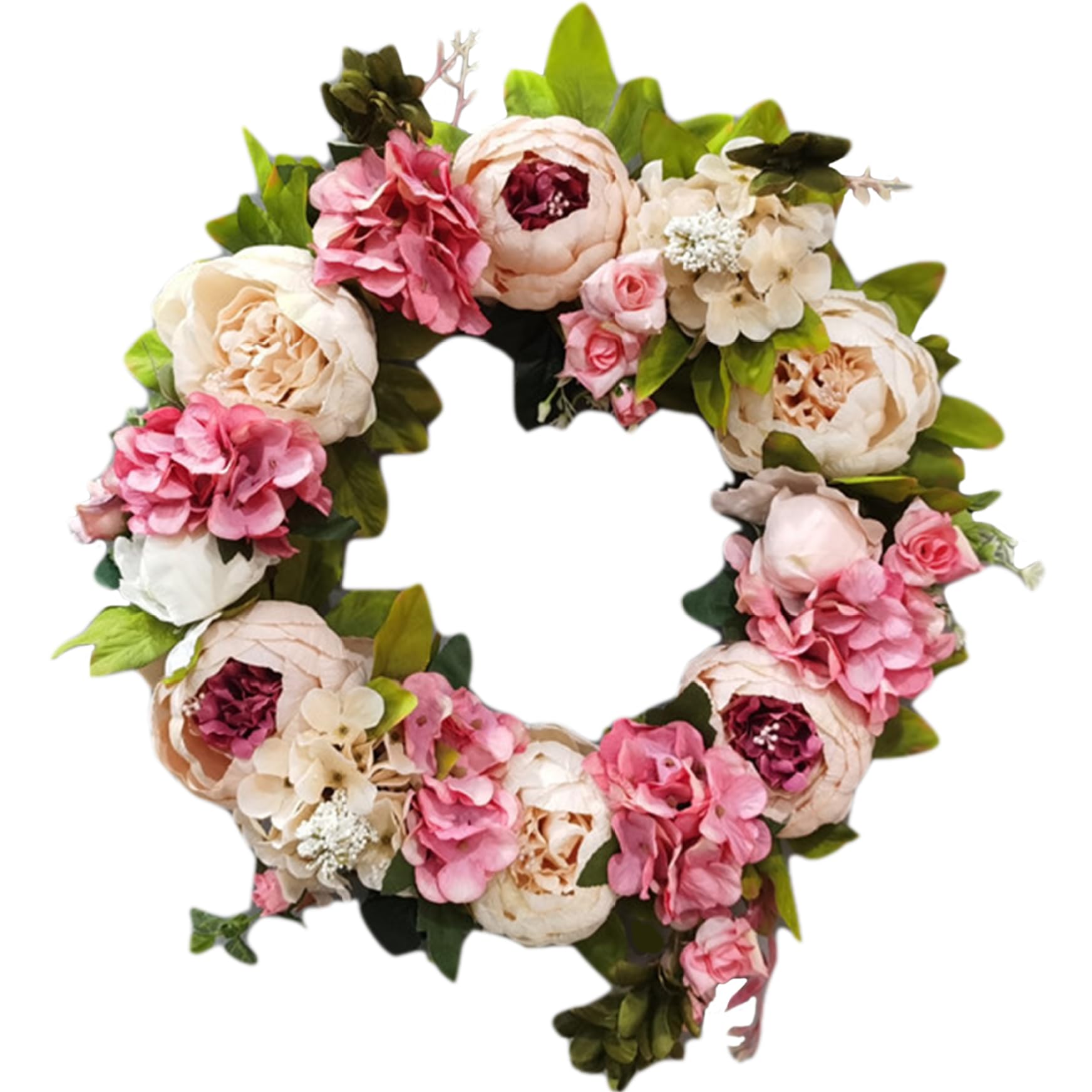 Couronne de pivoine 16'' couronne de printemps artificielle pour porte d'entrée