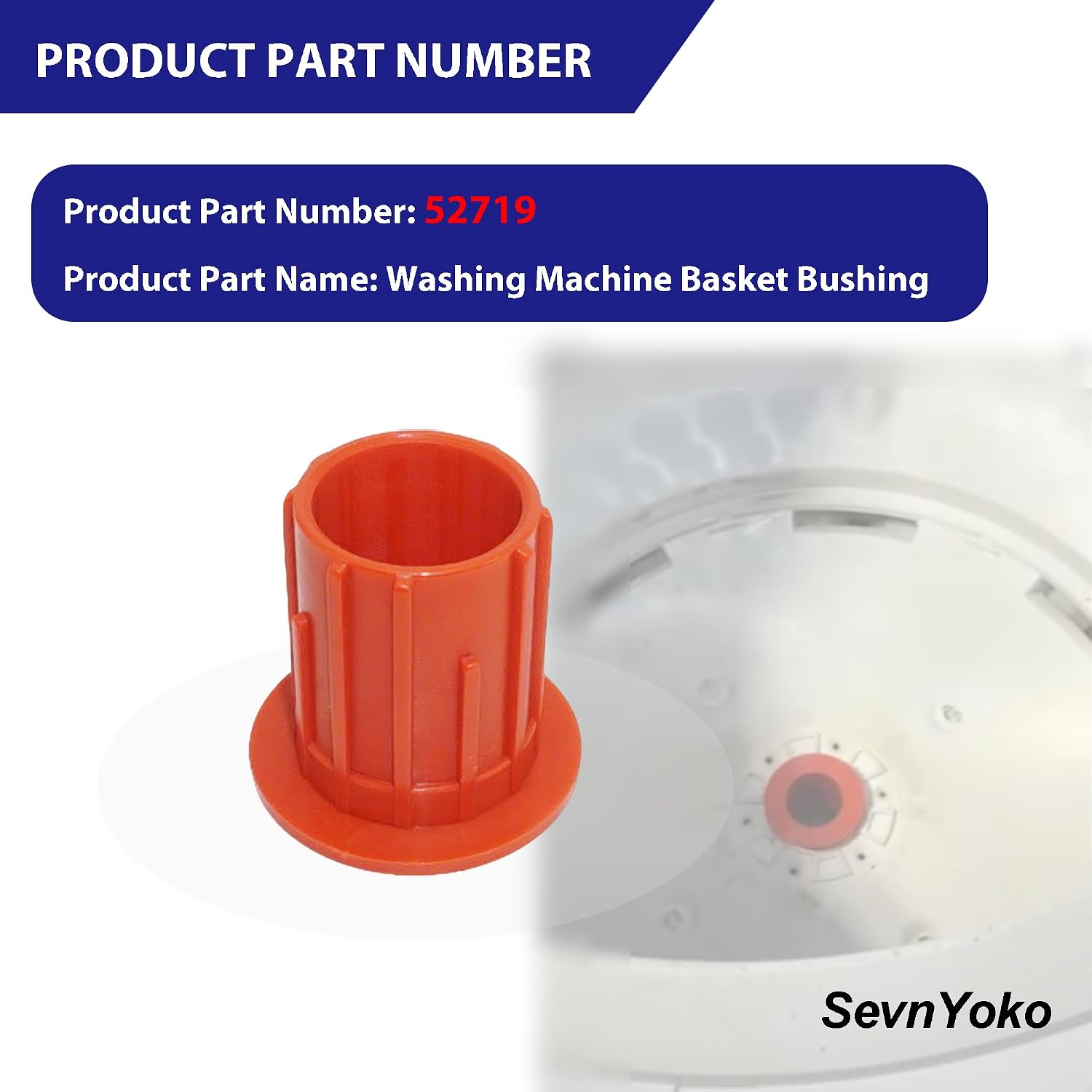 52719 Washing Machine Basket Bushing - Compatible with Whirlpool | Maytag | Kenmore | GE & More - Fixes & Repair Off-Balance Tub Wobble and Noise - Upgraded Nylon 66