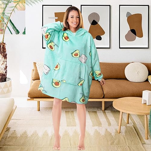 Miniatura 2 de Markdang Manta con capucha Sherpa para llevar puesta, cómoda sudadera con capucha con bolsillo grande para hombres, mujeres y adolescentes