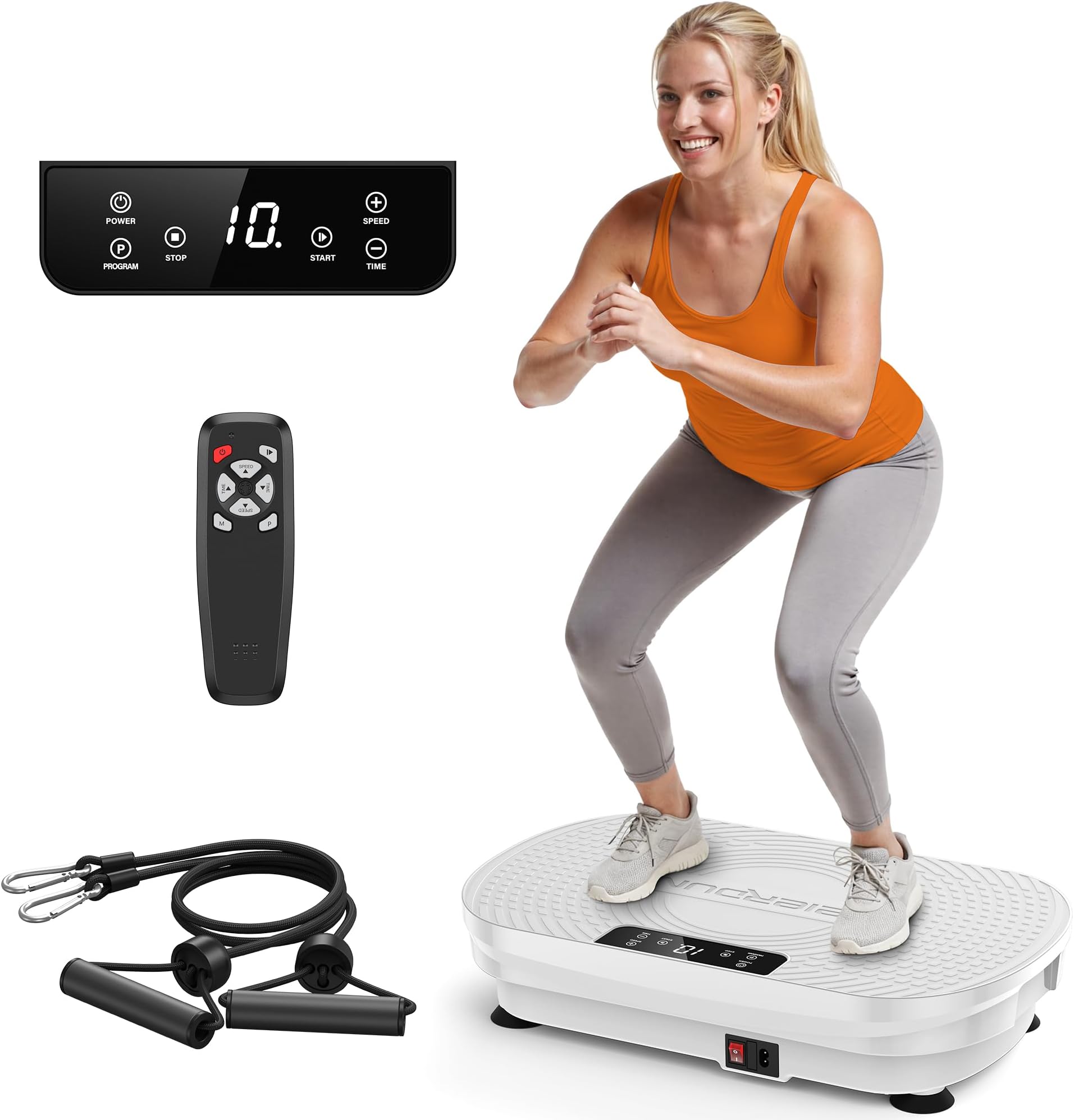 FEIERDUN Vibration Plate Exercise Machine, 150kg Capacity Vibration Plate for Lymphatic Drainage, Power Plate Vibration Platform for Weight Loss, Toning & Wellness-White