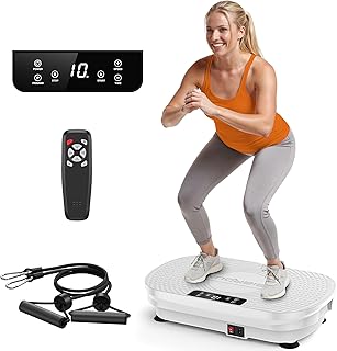 FEIERDUN Máquina de ejercicio de placa vibratoria, placa de vibración para drenaje linfático, plataforma de vibración para pérdida de peso, tonificación y bienestar