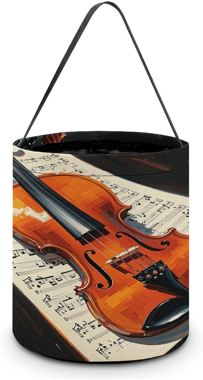 KEIGPERI Violin Sheet Music Halloween Candy Bucket Trick Or Treat Bags