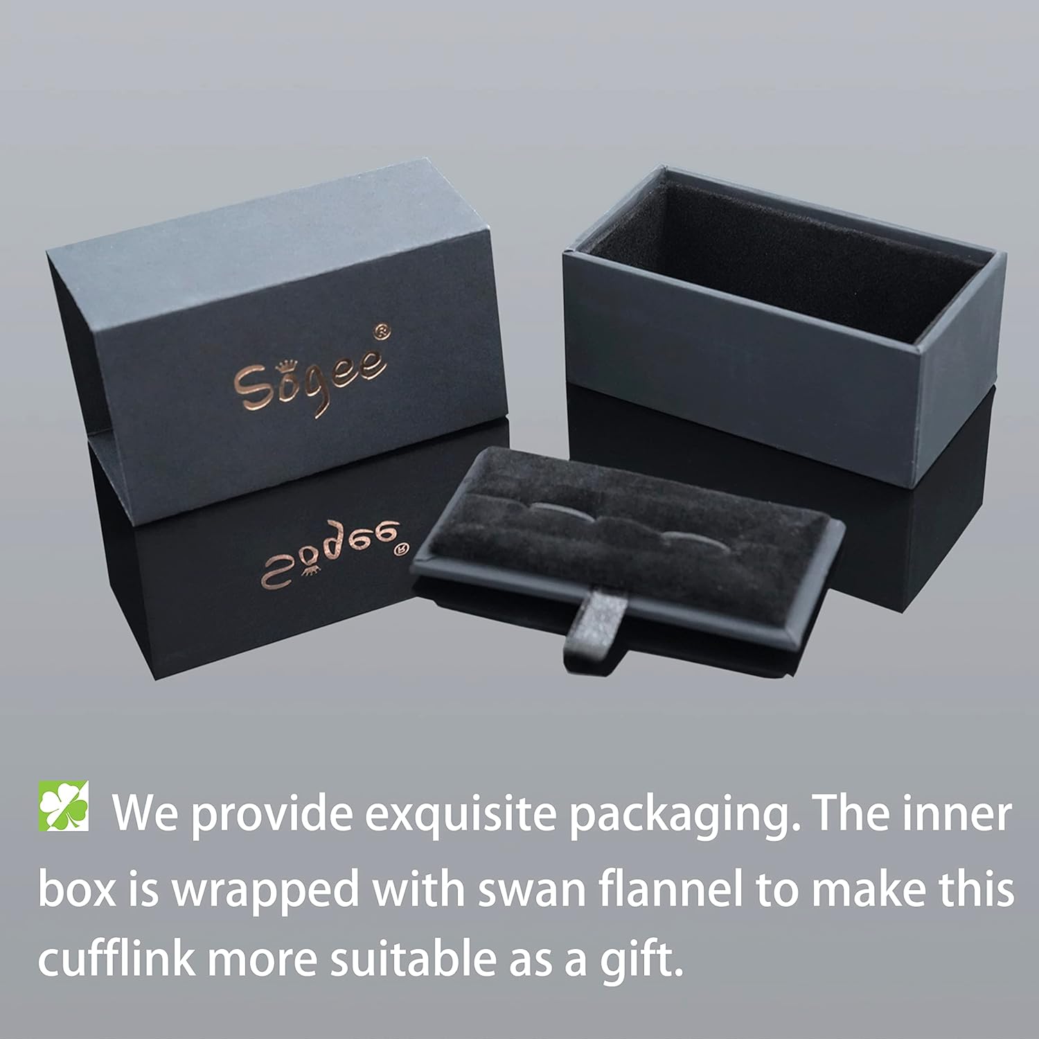 Sogee 18K Gold Plated Black Crystal Cufflinks for Men Square Elegant Mens Cuff Links for Business Wedding Party Unique Gift - Image 7