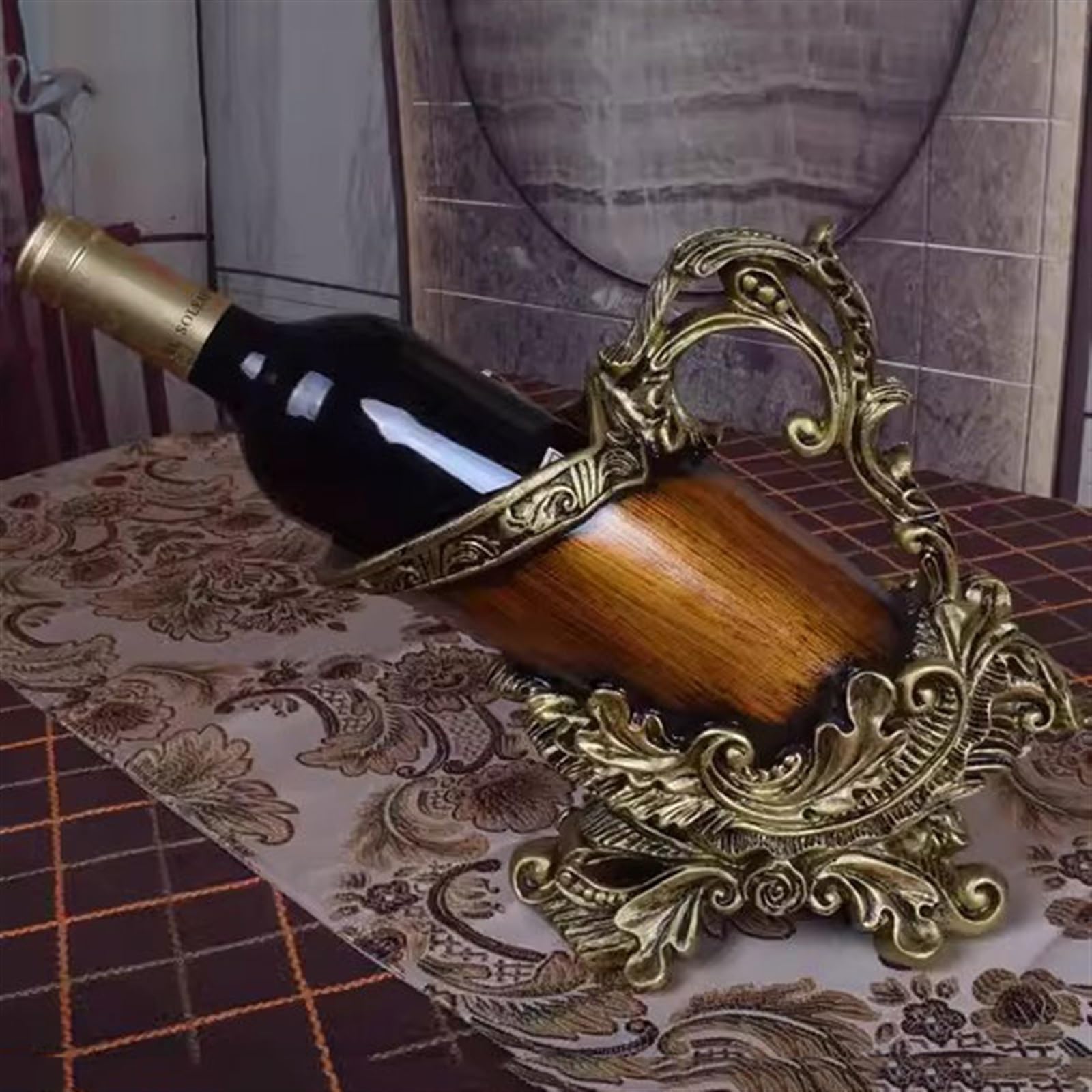 Uchwyt na wino vintage luksusowy stojak na czerwone wino ozdoby dekoracja