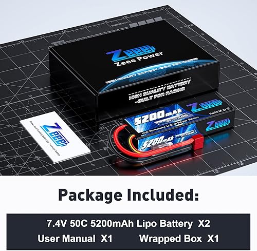 Miniatura 6 de Zeee Lipo Battery 2S 50C 5200mAh Lipos Estuche rígido con conector T para coches RC camiones 1/8 1/10 RC Vehículos (2 paquetes)