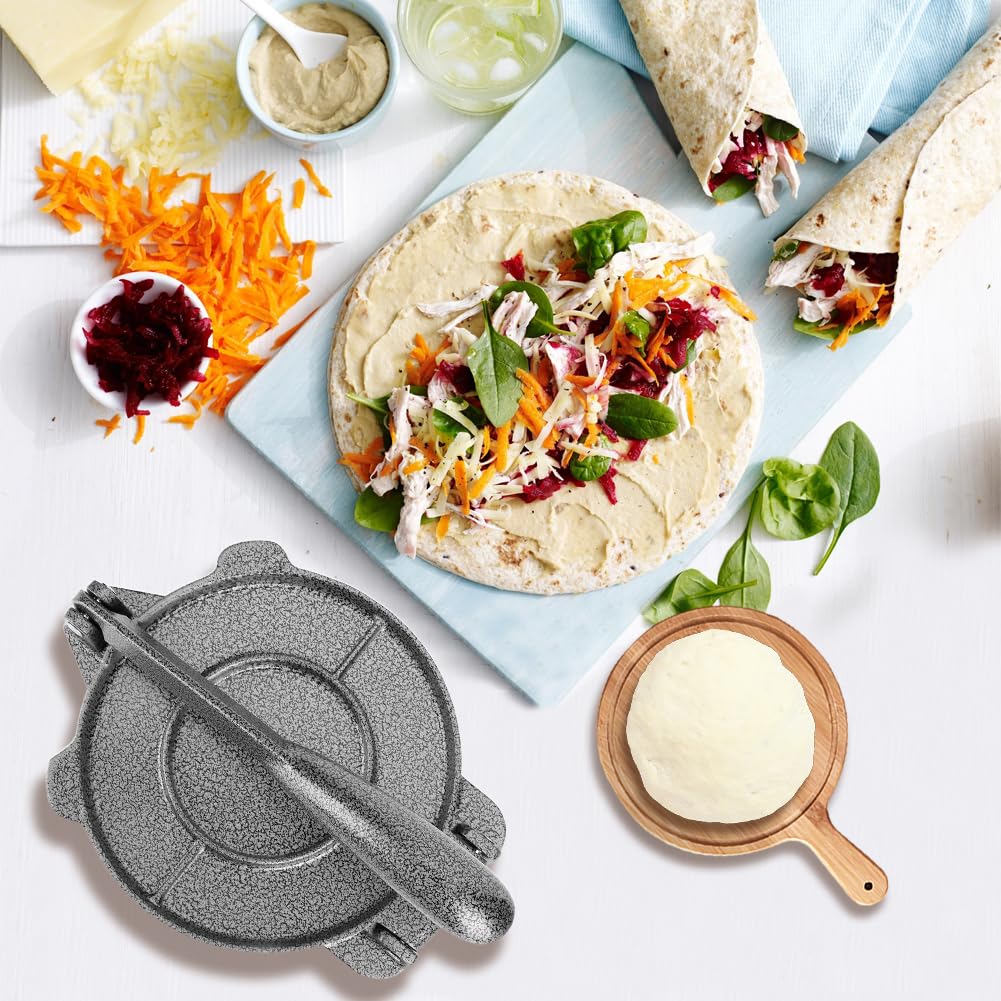 Prensa para Tortillas de Aluminio de 20x17x5 cm de Servicio Pesado | Herramienta de Cocina Casera de Fácil Manejo para Preparar Quesadillas Panes Planos y Chapati Indio
