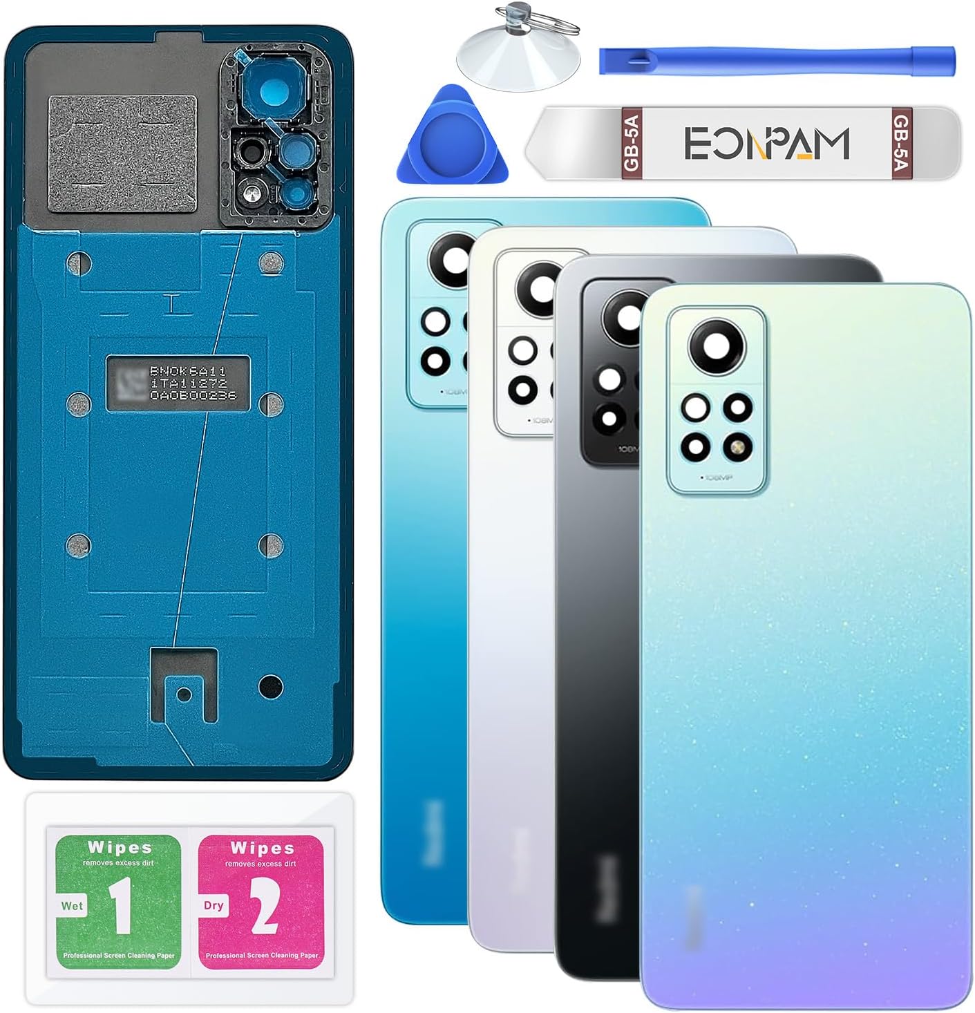 Back Glass Replacement for Xiaomi Redmi Note 12 Pro 4G Back Cover Rear Housing with Camera Lens + Repair Tool Kit Genuine Rear Glass (Gray)