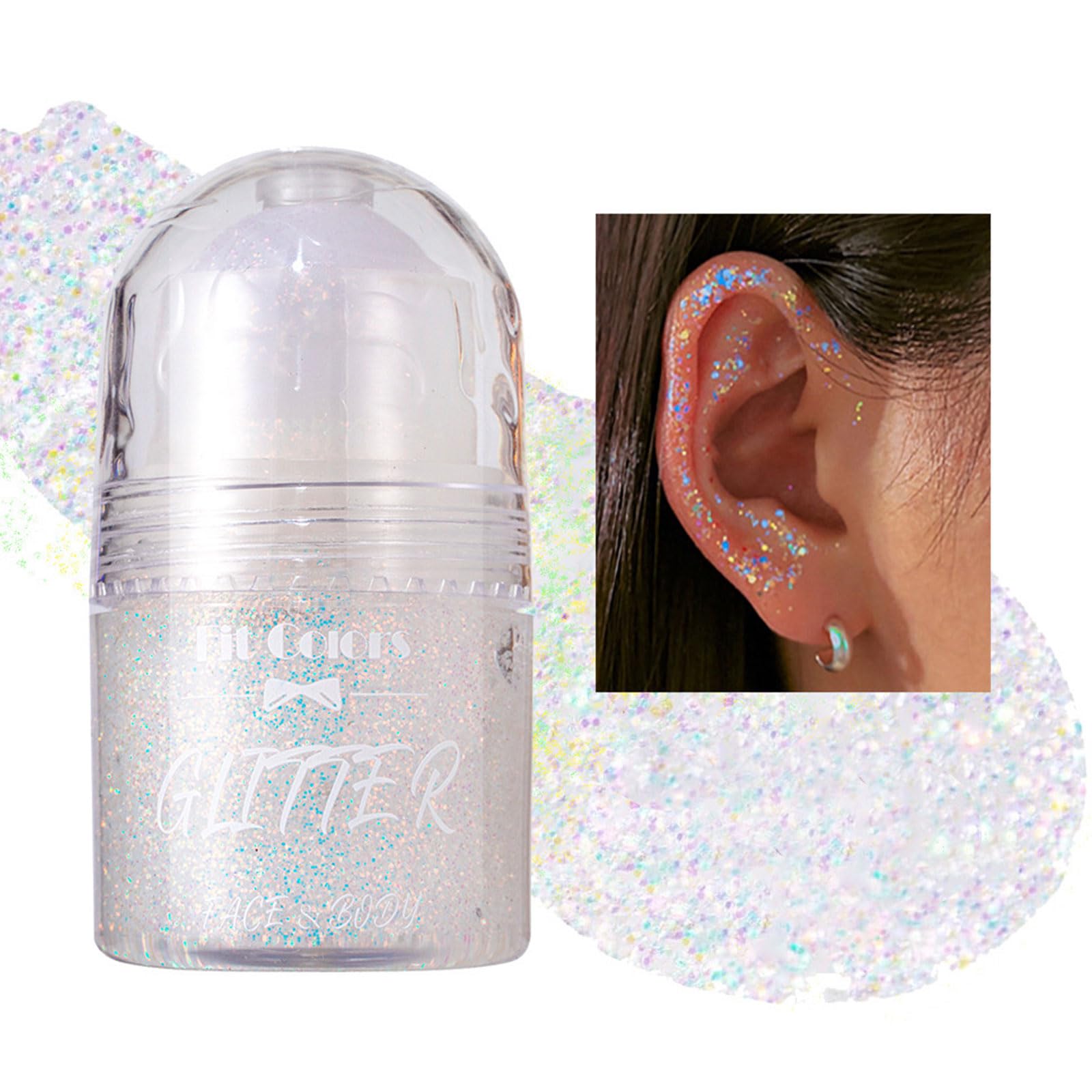 Glitter Viso Roll On Brillantini Make Up Lacca Gel Glitter per Corpo Capelli Rave Party Makeup 25ml Bianco #01