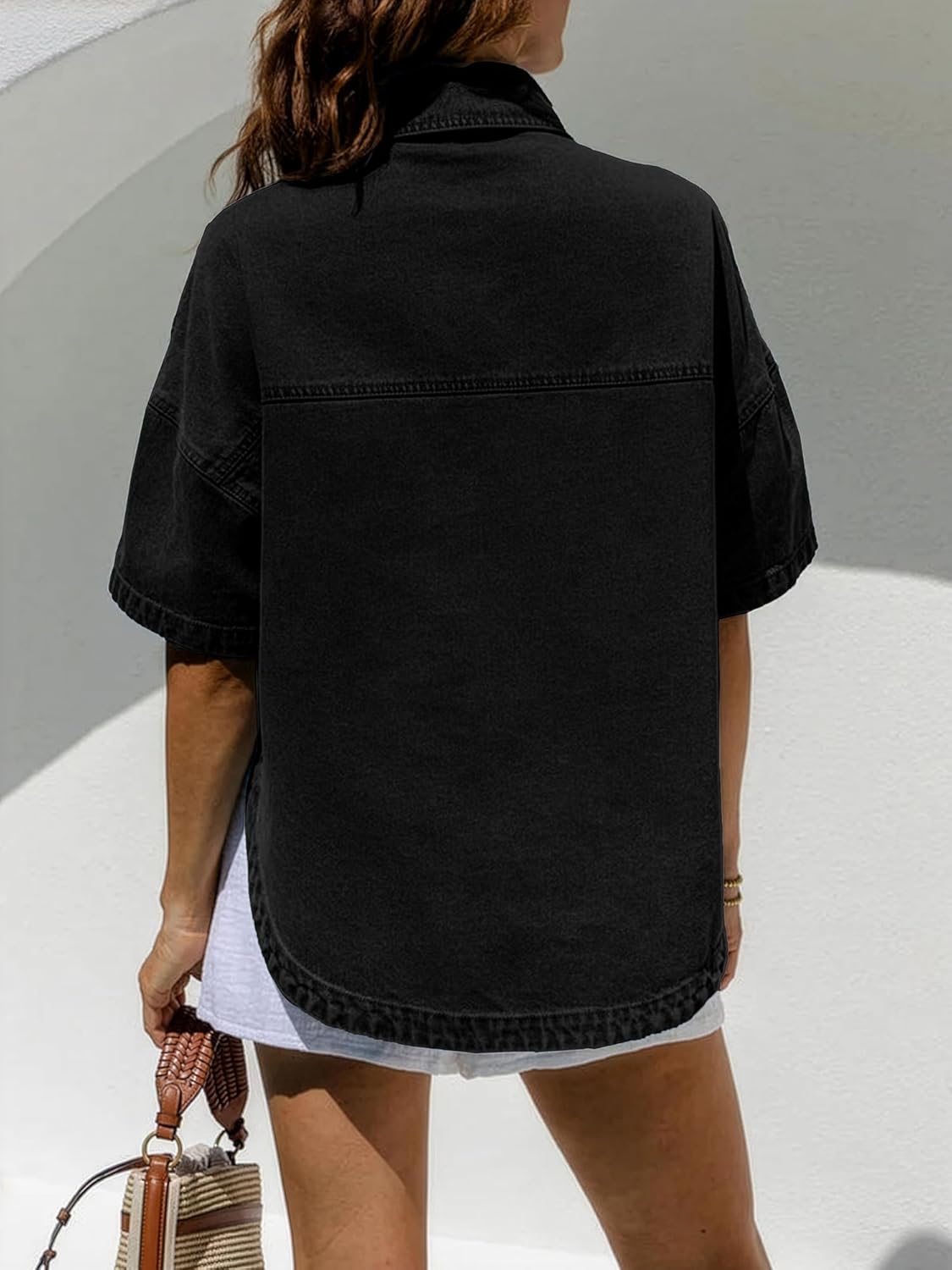 EMMIOL Women Denim Shirts Oversized Long Sleeve Button Down Blouse Distresse Jean Jacket Fall Outfits 2026 - Image 4