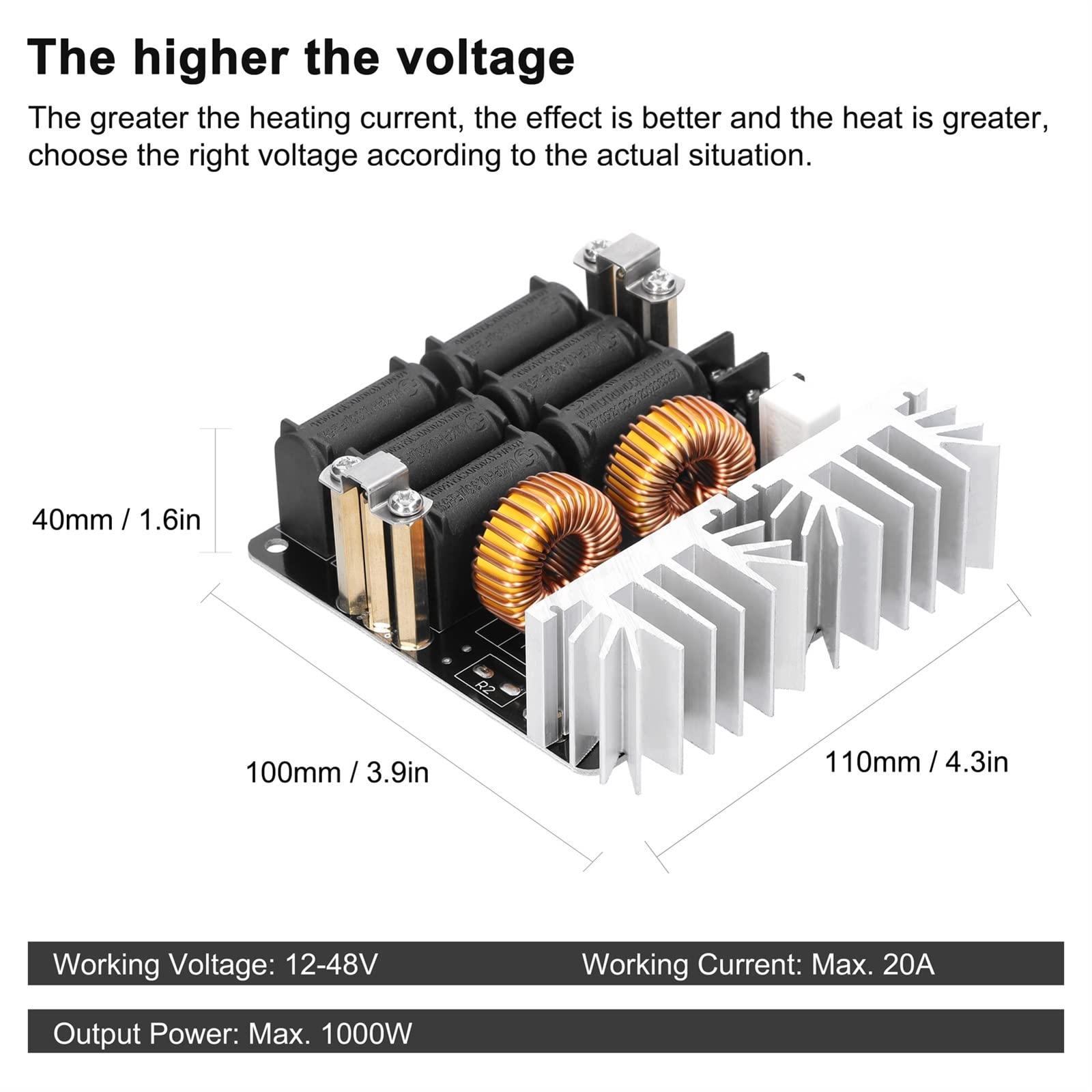 Piec do topienia 1000W ZVS płyta grzewcza indukcyjna moduł 12-48V niskonapięciowa grzałka cewka sterownik Flyback grzałka dla majsterkowiczów hartowanie wyżarzanie Precyzyjna kontrola temperatury