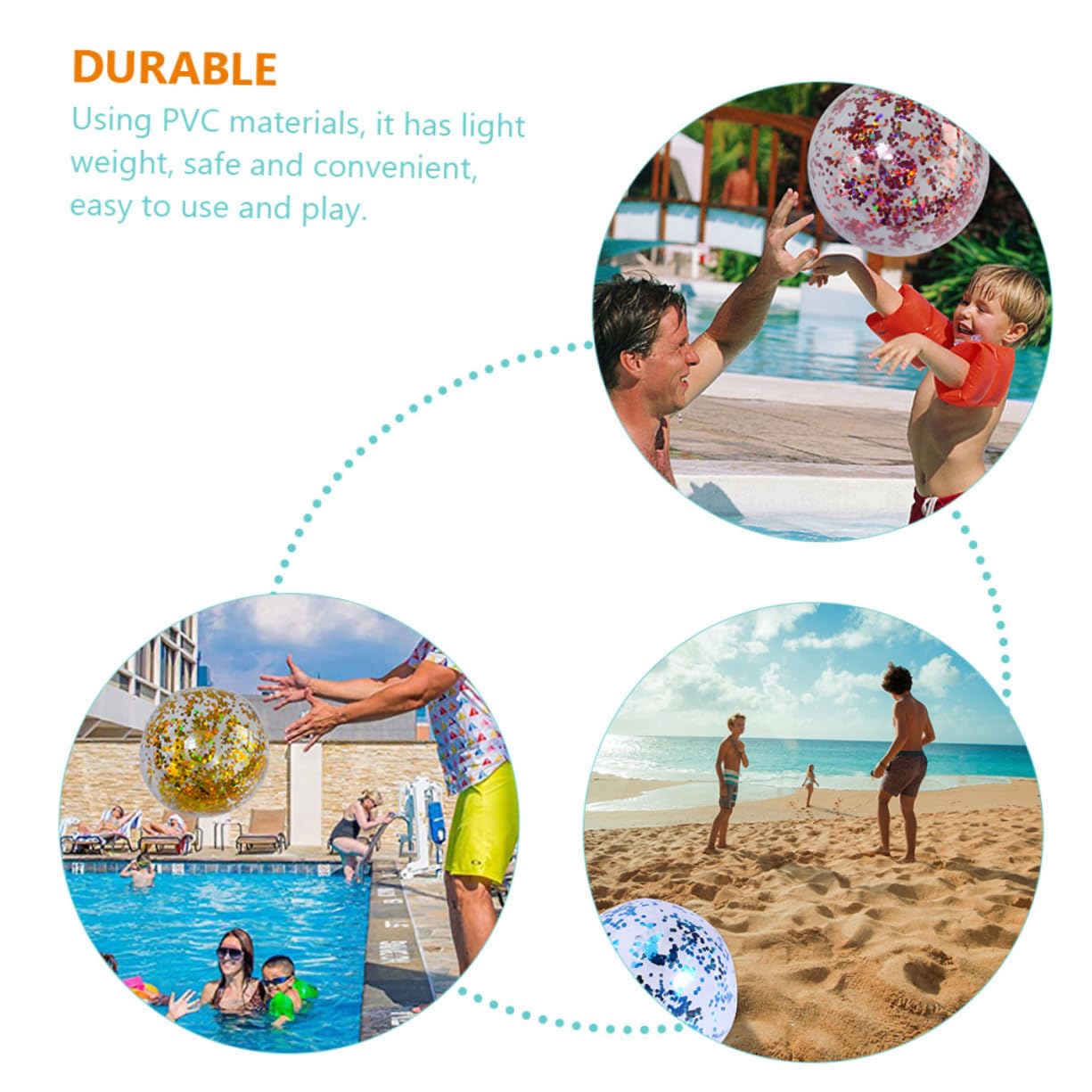 BESTonZON 2 Set Pallone Da Spiaggia Con Paillettes Scivolo Gonfiabile Per Piscina Giocattolo Da Piscina Palloni Da Spiaggia Pompa Per Gonfiaggio Palloncini Palla Gonfiabile 4 pezzi * 2