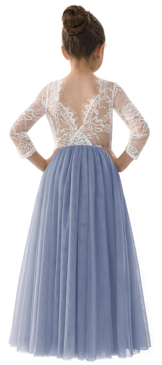 2Bunnies Girl Rose Lace Back A-Line Straight Tutu Tulle Party Flower Girl Dresses - Review, Price and Buying Guide