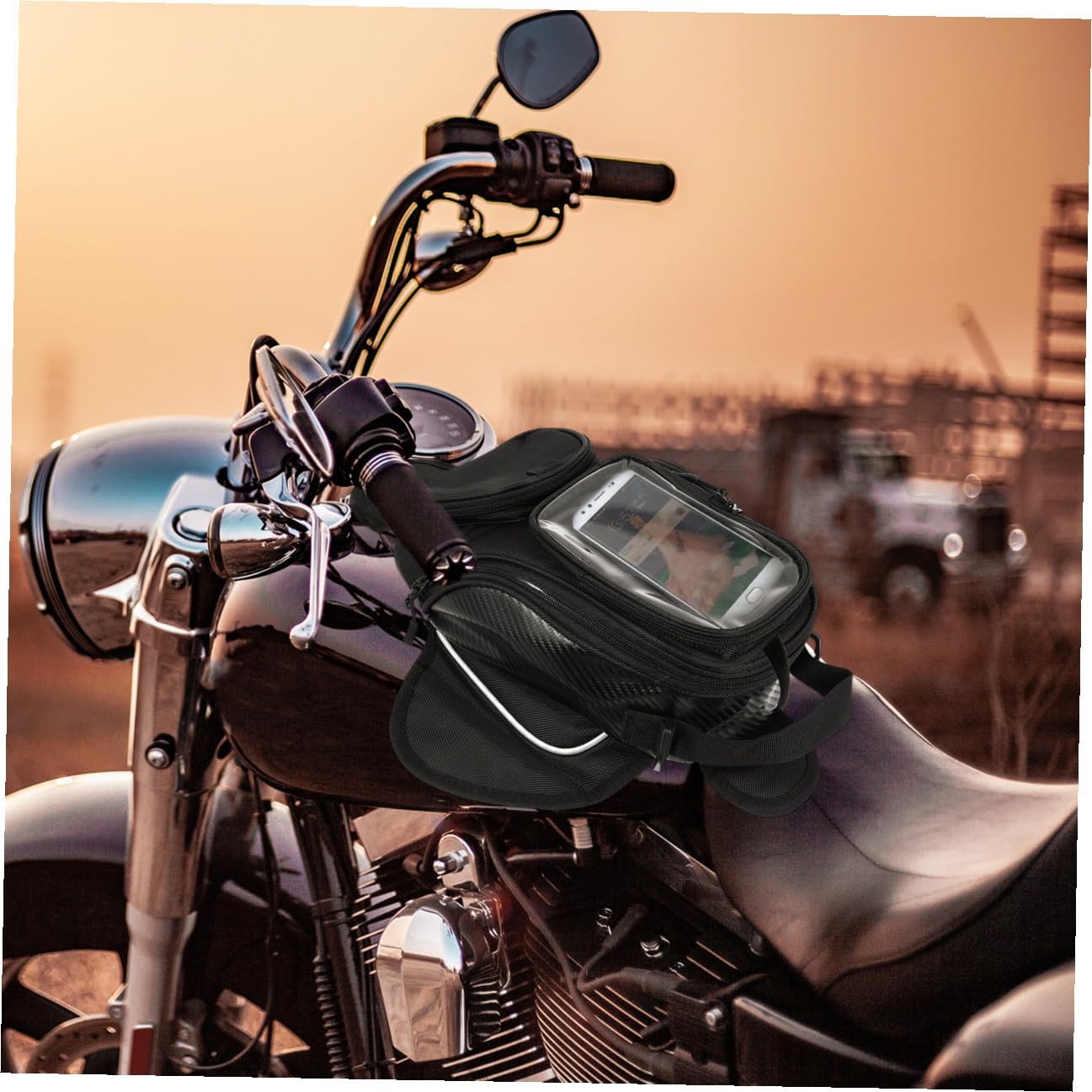 TIDTALEO Oxford Motorcycle Tank Bag Magnetic Design Wear-resistant Motorbike Pouch Multi-functional Storage for Riding Accessories and Devices