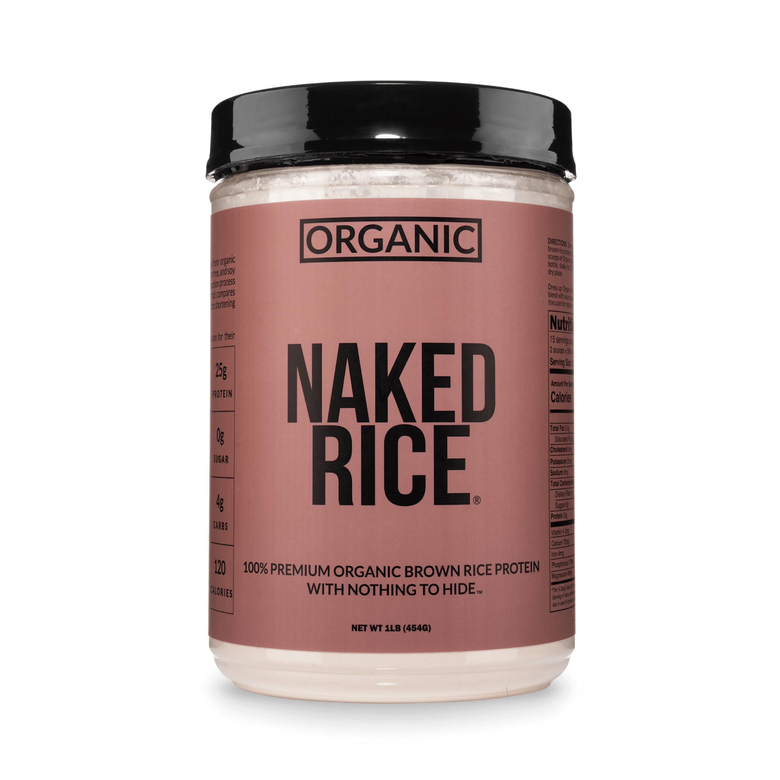 NAKED Rice 1Lb - Organic Brown Rice Protein Powder - Vegan Protein Powder, GMO Free, Gluten Free & Soy Free. Plant-Based Protein, No Artificial Ingredients - 15 Servings Unflavored 1 Pound (Pack of 1)