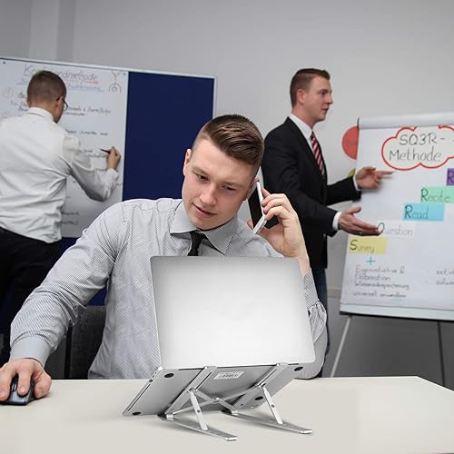 Miniatura 7 de Coomaxx - Soporte portátil para laptop, soporte plegable de aluminio, 6 niveles de altura y ángulo ajustable, soporte para MacBook portátil, soporte