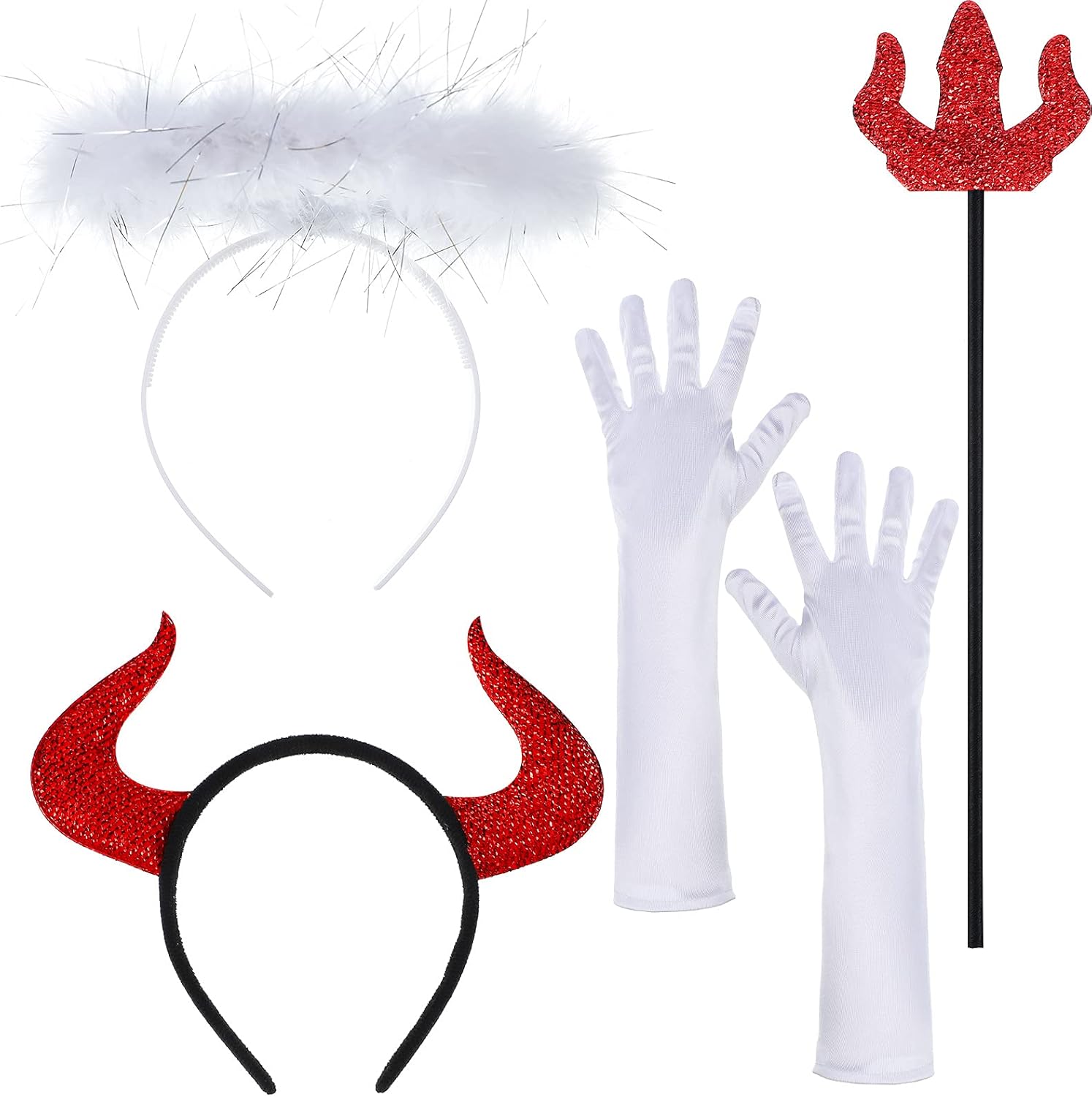 4 Pieces Devil Horns Headband and Angel Halo Set Including