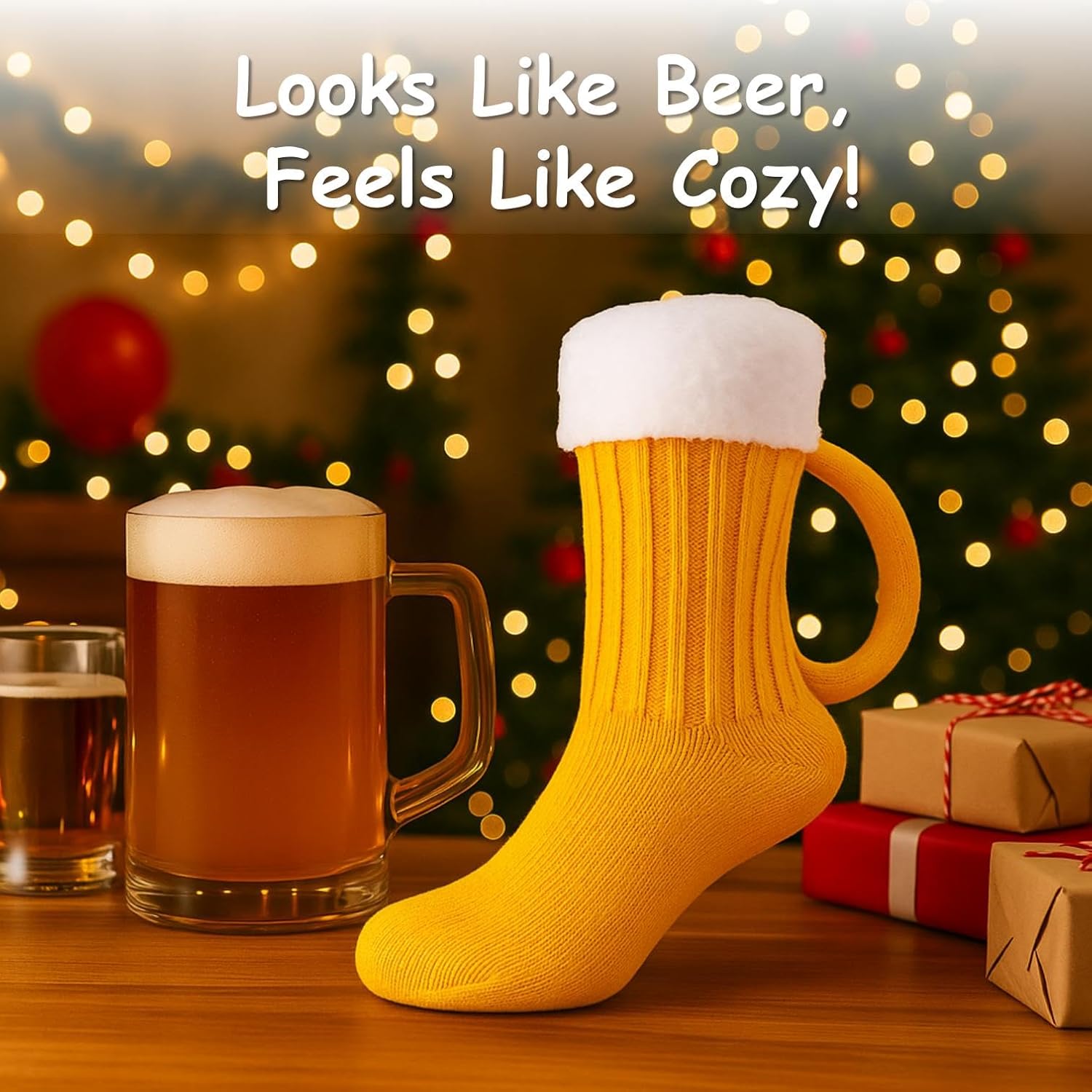 Beer Mug Socks for Men & Women – Funny Beer Lovers Gifts with Gift Box, Cozy Novelty