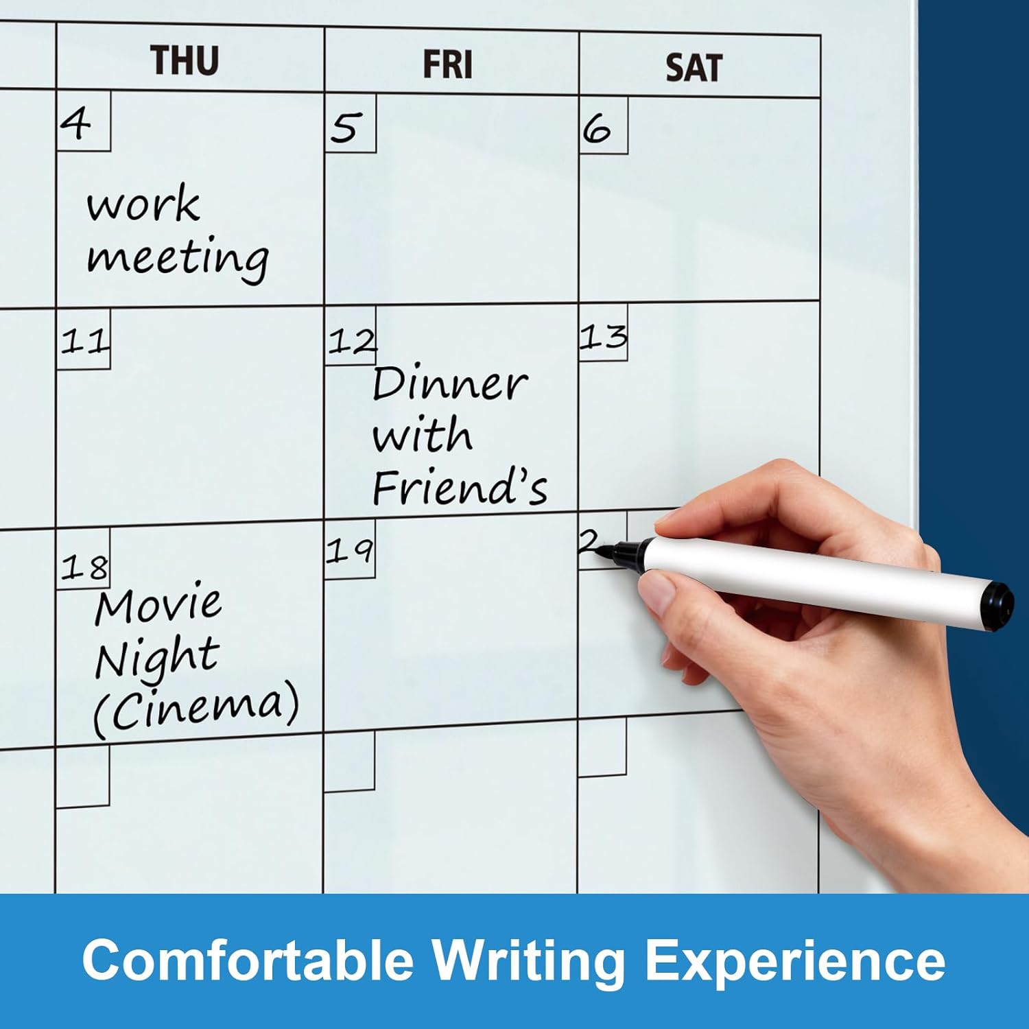 Glass Dry Erase Calendar for Wall, 36 x 24 Inches Magnetic Glass Calendar Whiteboard, 3' x 2' Frameless Monthly Planner Board for Office, Home, School