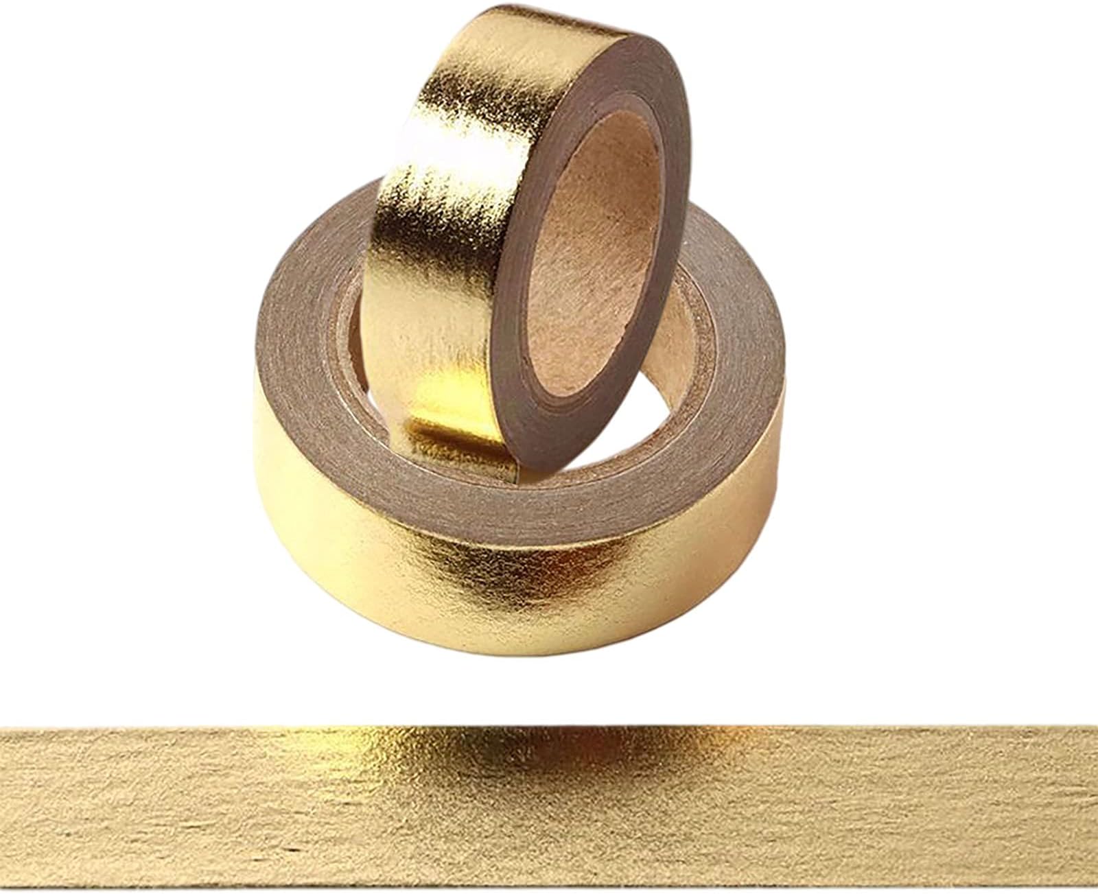 Foil Washi Tape,2 Rolls 5/8" x 393 inches(15mm*10M) Washi Tape, Masking Tape Craft Supplies Tape for Scrapbooking DIY Craft DecorativeFoil Washi (Gold)