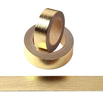 Foil Washi Tape,2 Rolls 5/8" x 393 inches15mm*10M Washi Tape, Masking Tape Craft Supplies Tape for Scrapbooking DIY Craft DecorativeFoil Washi Gold
