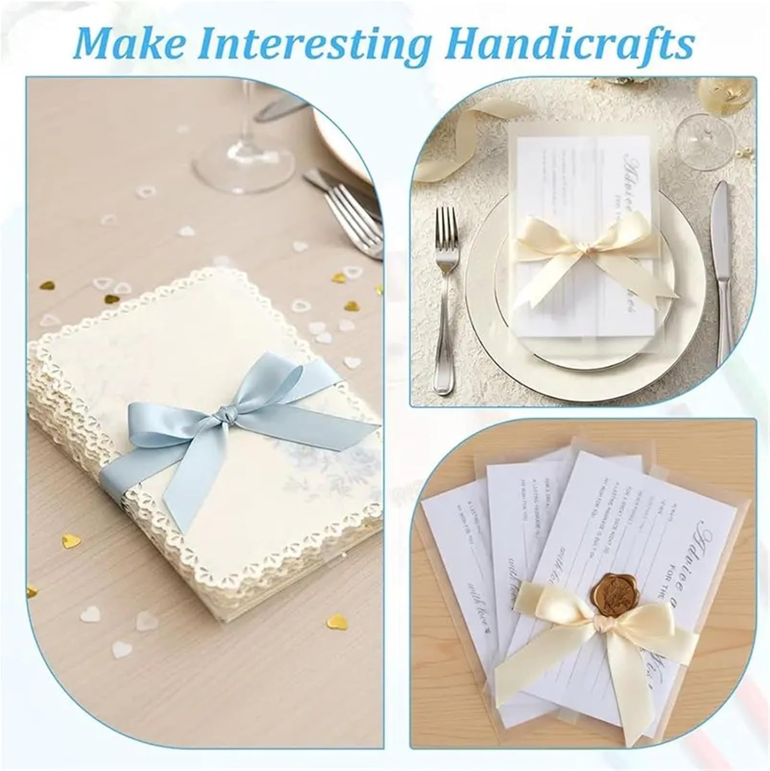 Pre-Folded Vellum Jackets Elegant Translucent Paper Sleeves, 150-Pack Vellum Jackets for 5X7 for Weddings, Invitations, Birthdays, and More
