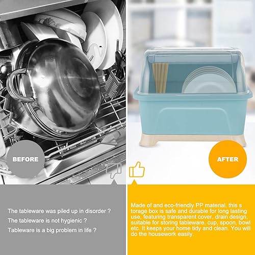 Miniatura 6 de Cabilock Escurridor de platos con tapa y tapa para botella de lactancia, caja escurridor de cubiertos, organizador de desagüe de vajilla de cocina,