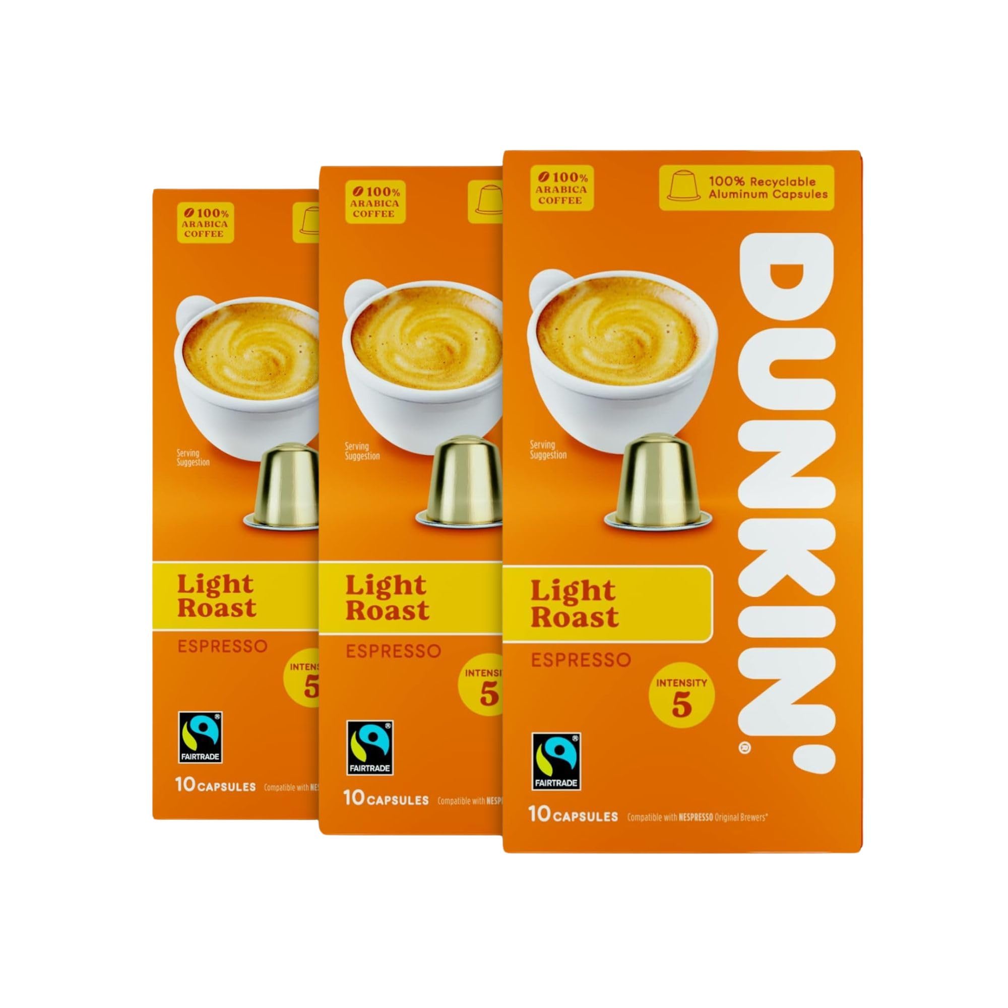 Dunkin’ - Light Roast Espresso Coffee Pods - 10 Servings x 3 Packs