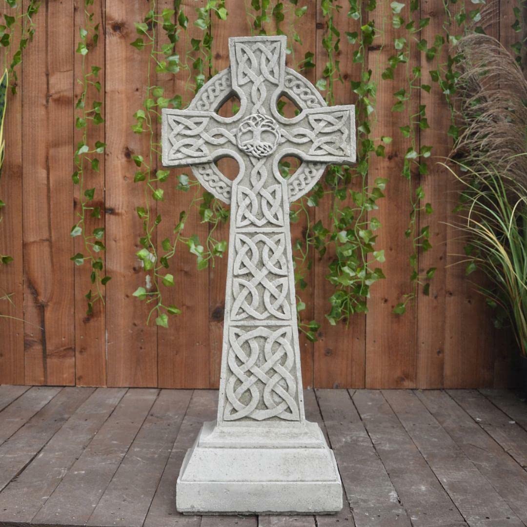 Discount Garden Statues White Amazingly Detailed Large Traditional Celtic Cross