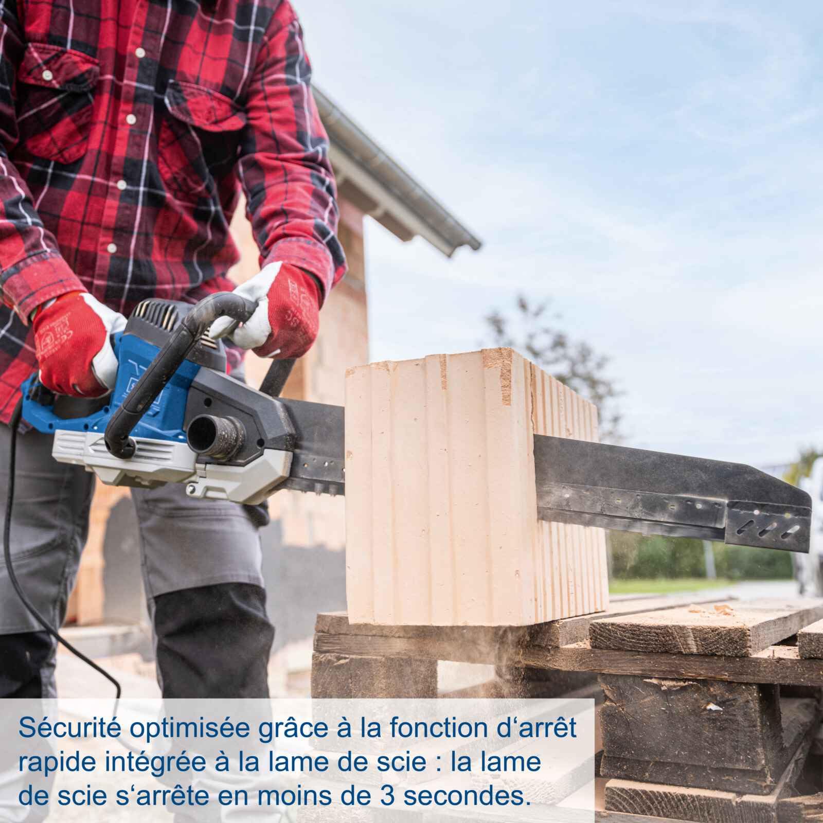 Scheppach Elektro Universalsäge AZE430 Ziegelsäge mit 4m Kabel | Leistung 1500W | Schnittlänge 430mm | Hub 40mm | mit Schnellstopfunktion & Absaugadapter | für Ziegel, Holz, Gasbetonstein & Dämmwolle