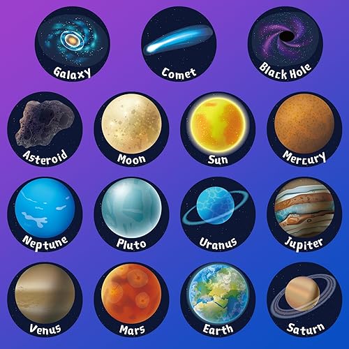 Miniatura 2 de 600 calcomanías del sistema solar de 1.5 pulgadas redondas espaciales, calcomanías de ciencia adecuadas como estudiantes de Slassroom Sewards,