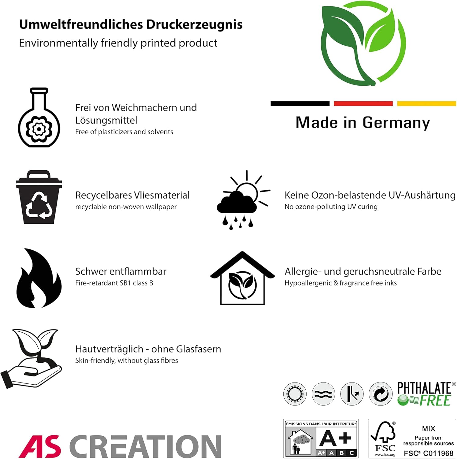 Striped Wallpaper Little Love Non-Woven Wallpaper 10.05 m x 0.53 m Blue White Made in Germany 381485 38148-5