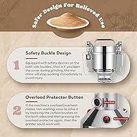 Vista 3 de Moongiantgo Molinillo de granos eléctrico de 5.29 oz, molinillo de especias comercial de 850 W, pulverizador de acero inoxidable, máquina