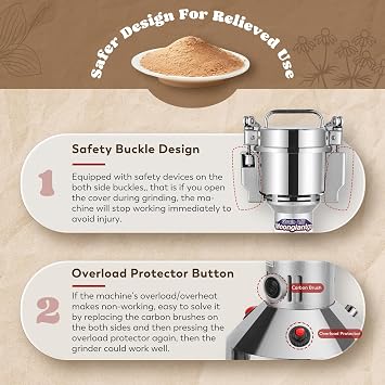 Moongiantgo Grain Mill Grinder Electric, 150g Upright, 110V | Commercial Spice Grinder 850W Stainless Steel Pulverizer Dry Grinding Machine for Wheat Corn Rice Pepper Herbs Coffee Beans