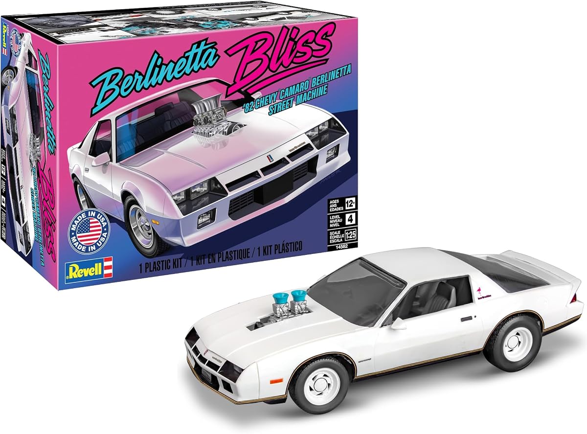 14582 1982 Chevy Camaro Berlinetta Kit de construcción de automóviles a escala 1:25 | Modelo 14582, escala 1:25, 100 piezas, nivel de habilidad 4, kit detallado de construcción de automóvil modelo Chevy Camaro Berlinetta 1982 para mayores de 12 años