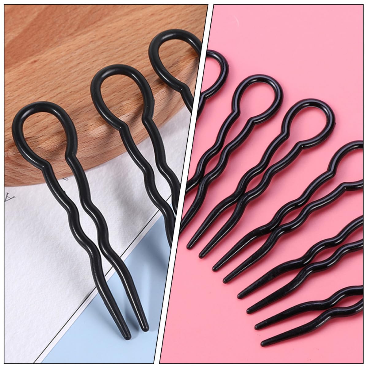 24pcs U-shape Hair Forks Hair Bun Sticks Black for Women for Updo and Slicked Back